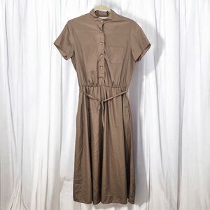 Vintage Coco California Bronze Shimmer Midi Shirt Dress Mandarin Collar Size 6